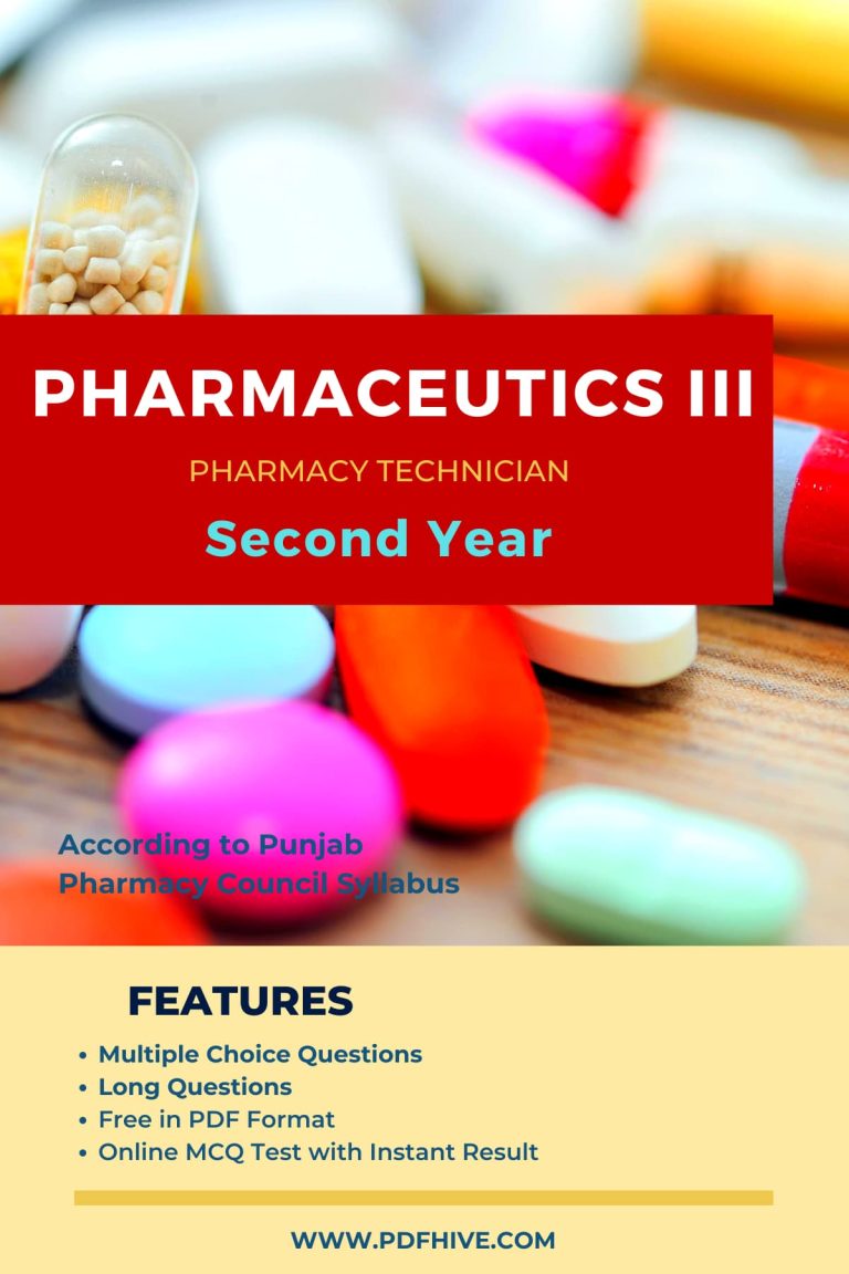 Pharmaceutics III (Pharmacy Technician) Download Free PDF