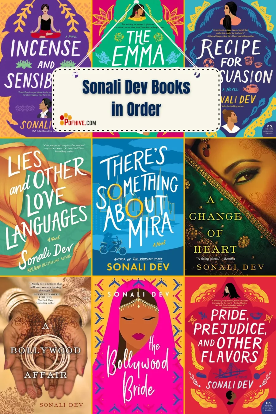Sonali Dev Books in Order Looking for Sonali Dev Books In Order? Start with her debut, A Bollywood Affair, and don’t miss the powerful The Vibrant Years. Her heartfelt stories are a joy to read.